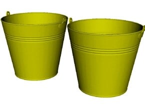 1/18 scale WWII era galvanized buckets x 2 in Tan Fine Detail Plastic