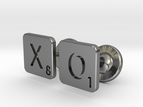Hugs and Kisses XO Scrabble Cufflinks in Polished Silver