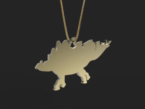 Stegosaurus necklace Pendant 2 in 14k Gold Plated Brass