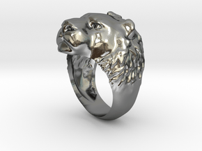 Ring 002 lion in Polished Silver