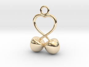 Two Cherries And Heart We in 14K Yellow Gold