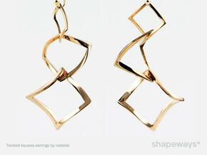 Twisted squares earrings in Polished Brass (Interlocking Parts)