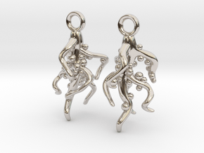 Nodulated Root Earrings - Science Jewelry in Rhodium Plated Brass