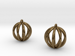 Small globe earrings in Polished Bronze