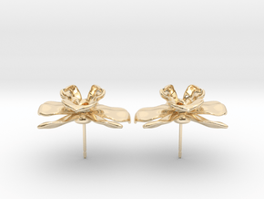 Orchid Earrings in 14k Gold Plated Brass