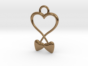 Two Hearts And One Heart in Natural Brass