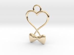 Two Hearts And One Heart in 14k Gold Plated Brass