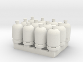 12 Gas Bottles in White Natural Versatile Plastic