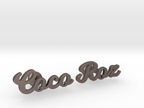Custom Name Cufflinks - "Coco & Roz" in Polished Bronzed Silver Steel
