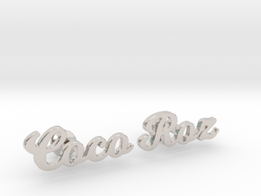 Custom Name Cufflinks - "Coco & Roz" in Rhodium Plated Brass