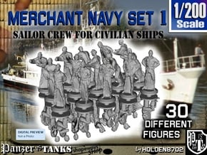 1-200 Merchant Navy Crew Set 1 in Tan Fine Detail Plastic