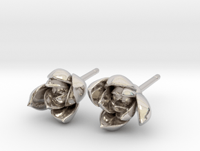 Succulent No. 1 Stud Earrings in Rhodium Plated Brass