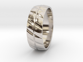 Grooved Mens' Ring in Platinum