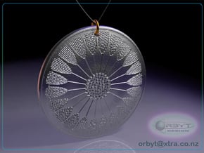 Asterolampra eximia pendant ~ 35mm (1&1/3 inch) in Polished Silver