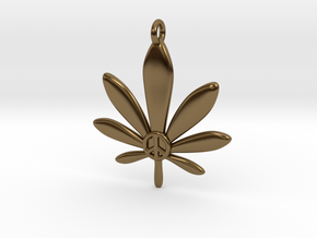 Cannabis Leaf Pendant in Polished Bronze