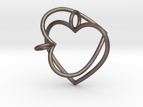 Two Hearts Interlocking in Polished Bronzed Silver Steel
