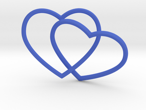 Two Hearts Interlocking Pendant in Blue Processed Versatile Plastic