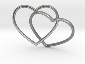 Two Hearts Interlocking Pendant in Natural Silver (Interlocking Parts)