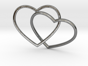 Two Hearts Interlocking Pendant in Polished Silver (Interlocking Parts)
