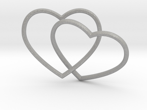 Two Hearts Interlocking Pendant in Aluminum
