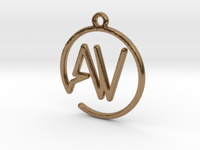 A & V Monogram Pendant in Natural Brass
