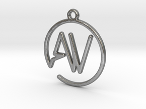 A & V Monogram Pendant in Natural Silver