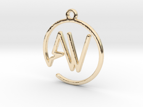 A & V Monogram Pendant in 14K Yellow Gold