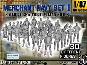 1/87 Merchant Navy Crew Set 1 in Tan Fine Detail Plastic