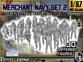 1/87 Merchant Navy Crew Set 2 in Tan Fine Detail Plastic