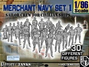1/96 Merchant Navy Crew Set 1 in Tan Fine Detail Plastic