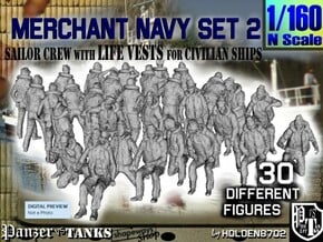 1/160 Merchant Navy Crew Set 2 in Tan Fine Detail Plastic