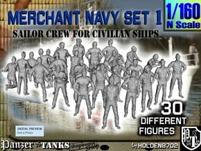 1/160 Merchant Navy Crew Set 1 in Tan Fine Detail Plastic