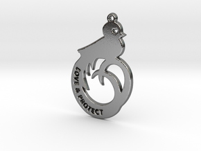 Quetzal - love and protect in Polished Silver