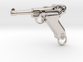 Luger Gun in Rhodium Plated Brass