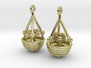 Hanging Basket Earrings in 18k Gold Plated Brass