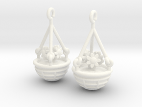 Hanging Basket Earrings in White Processed Versatile Plastic