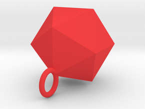 Icosahedron Pendant in Silver Gold and Steel  in Red Processed Versatile Plastic