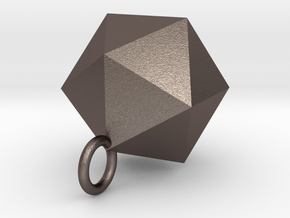 Icosahedron Pendant in Silver Gold and Steel  in Polished Bronzed Silver Steel