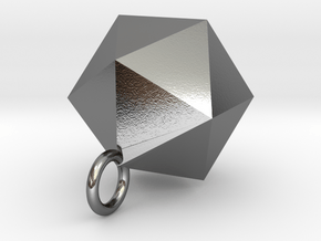 Icosahedron Pendant in Silver Gold and Steel  in Polished Silver