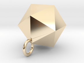 Icosahedron Pendant in Silver Gold and Steel  in 14k Gold Plated Brass