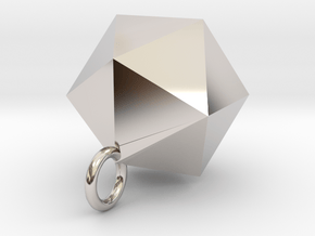 Icosahedron Pendant in Silver Gold and Steel  in Rhodium Plated Brass