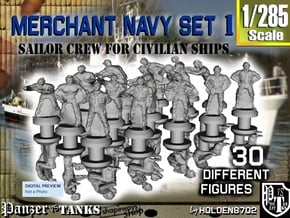 1-285 Merchant Navy Crew Set 1 in Tan Fine Detail Plastic