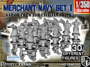 1-350 Merchant Navy Crew Set 1 in Tan Fine Detail Plastic