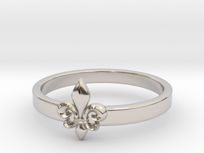 Fleur de lis ring 6 US size (16.5 mm) in Rhodium Plated Brass
