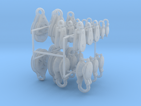 large set rigging blocks and pulleys in Smooth Fine Detail Plastic