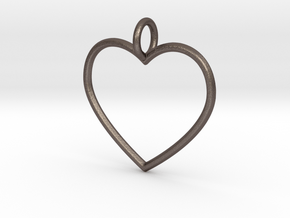 Heart Pendant  in Polished Bronzed Silver Steel
