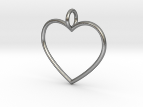 Heart Pendant  in Natural Silver