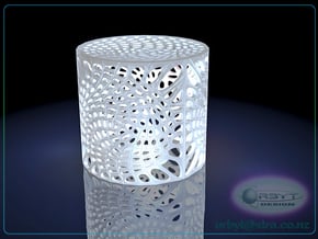 Voronoi capped cylinder lampshade in White Processed Versatile Plastic
