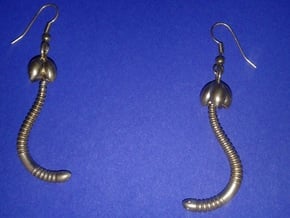 d. "Life of a worm" Part 4 - "Baby worm" earrings in Natural Brass