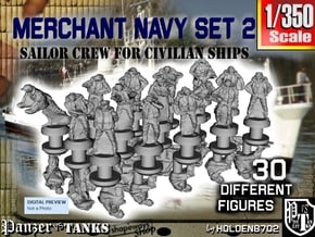 1-350 Merchant Navy Crew Set 2 in Tan Fine Detail Plastic